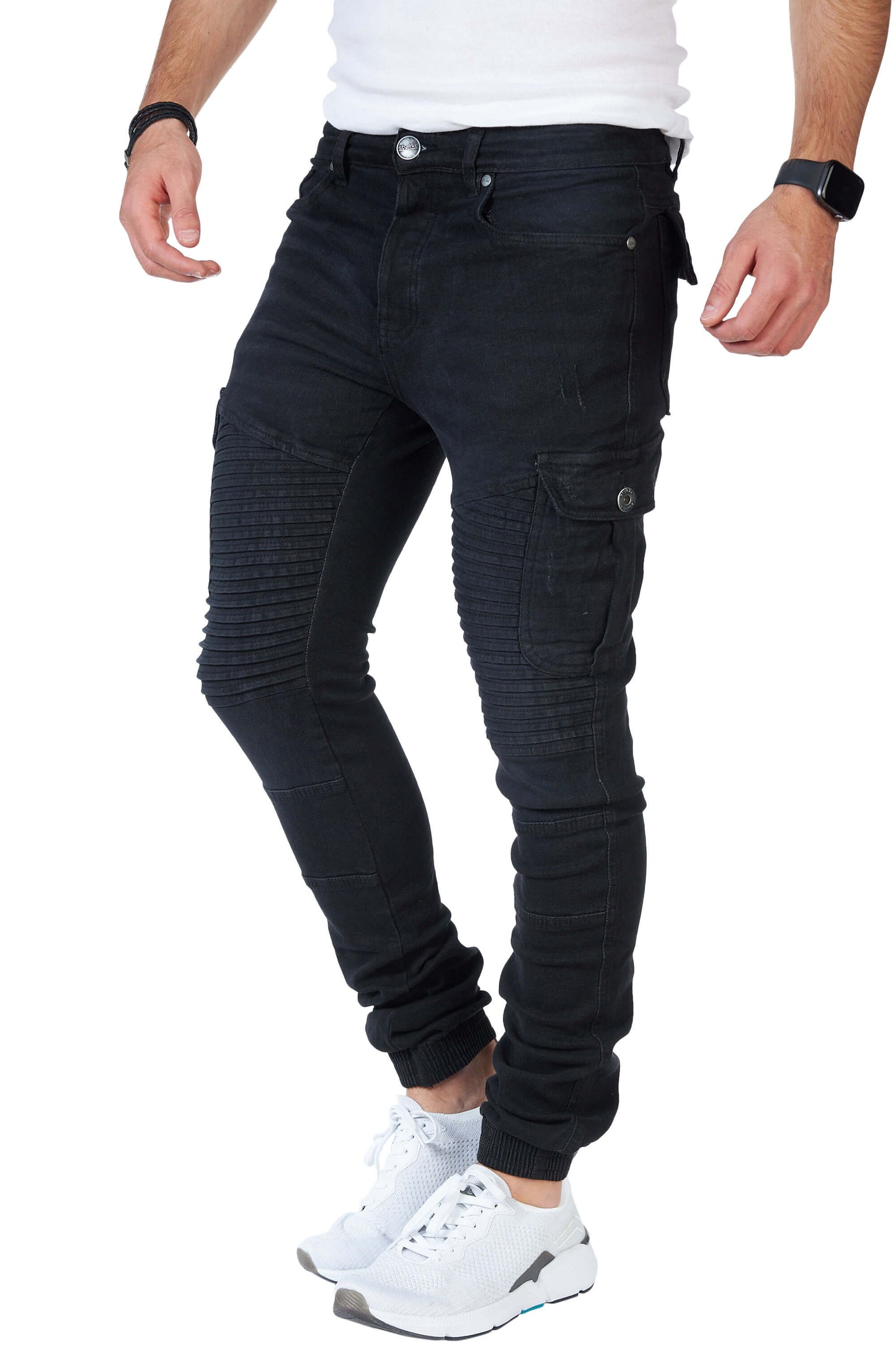 STYLEKO Cargo Freizeithose Jeans Gürtelschlaufen-3