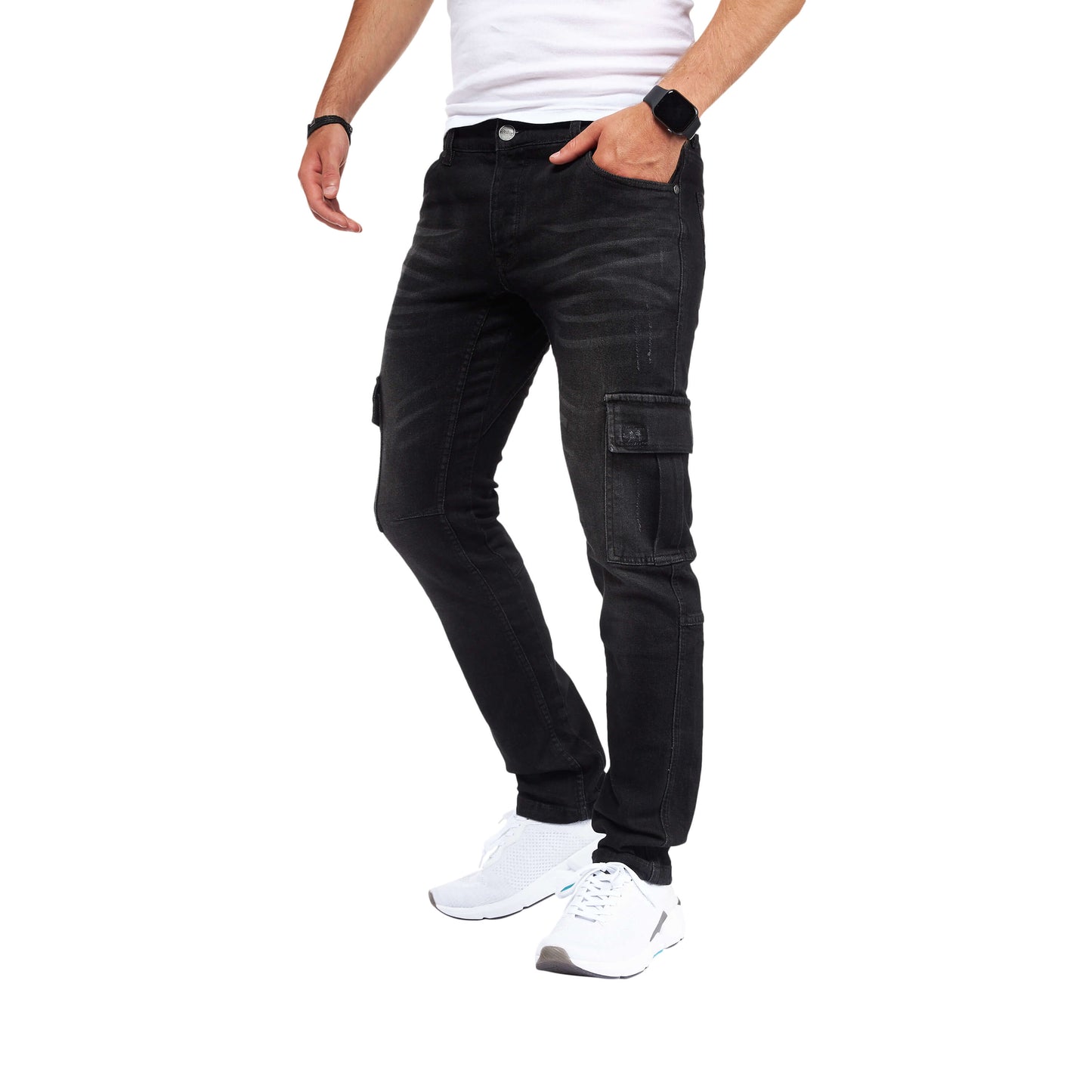 STYLEKO Cargo Jeans Hose Gürtelschlaufen-3