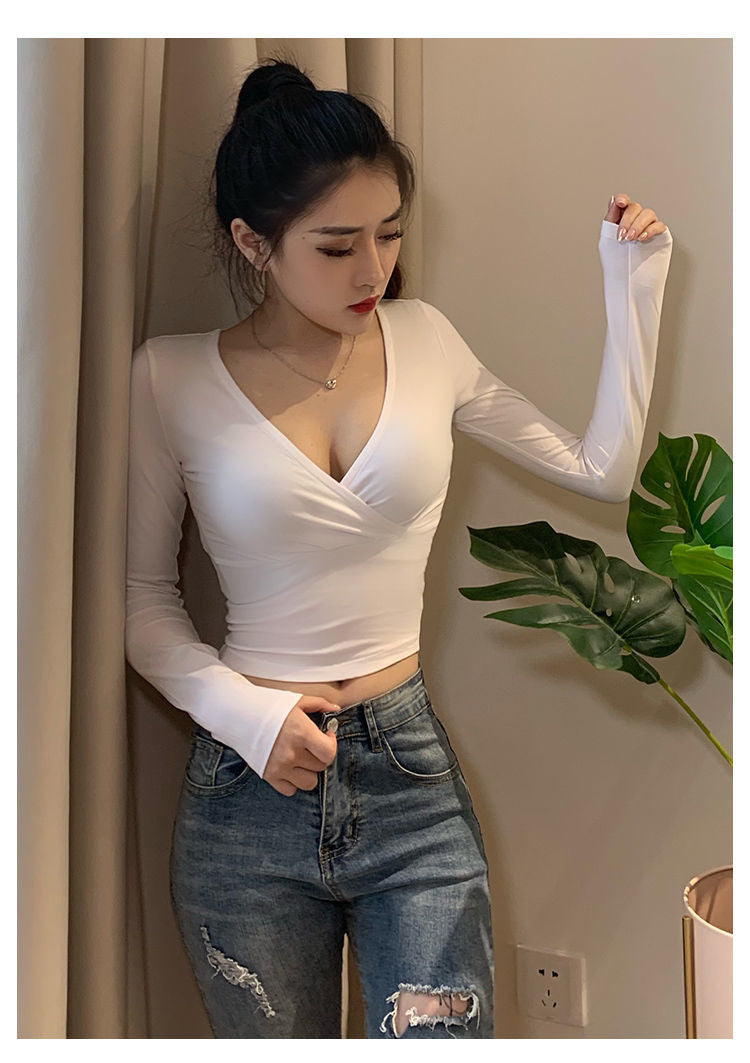 Sexy Long Sleeve Short Top- Women's Slim Fit