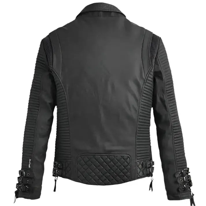 Men's Black Leather Motorcycle Jacket
