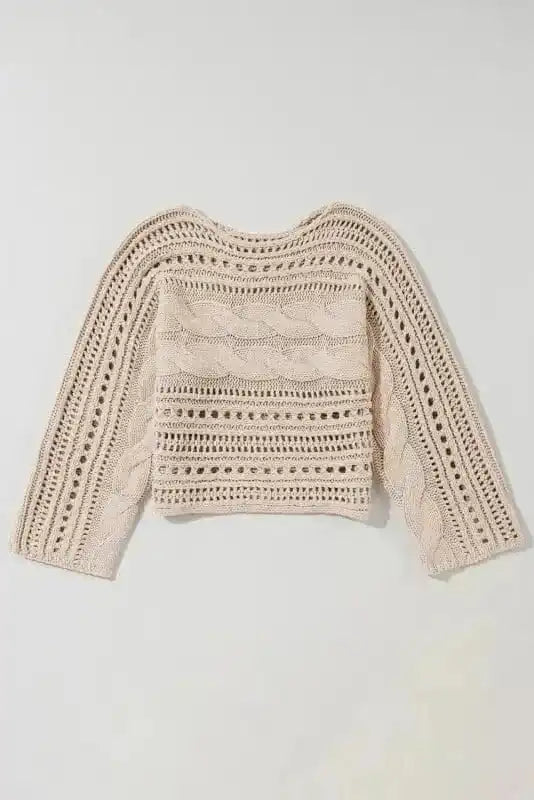 Lattice Charm Crop Sweater-4