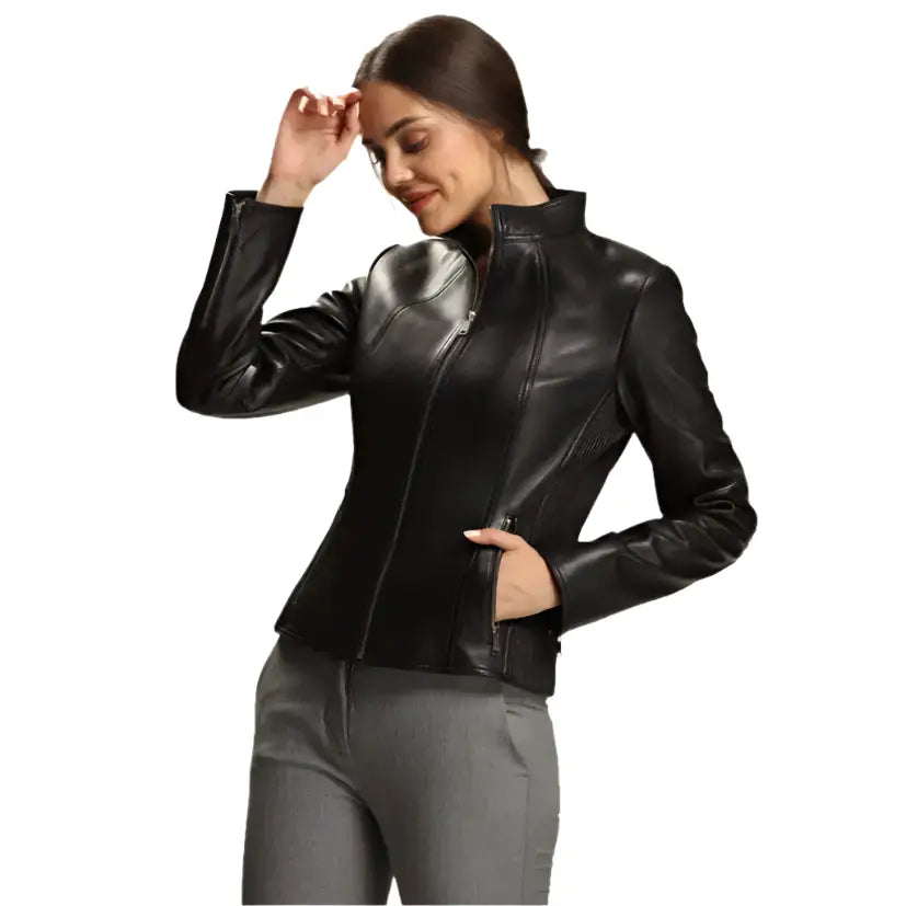 Women’s Black Lambskin Leather Jacket – Luxurious Chic Design