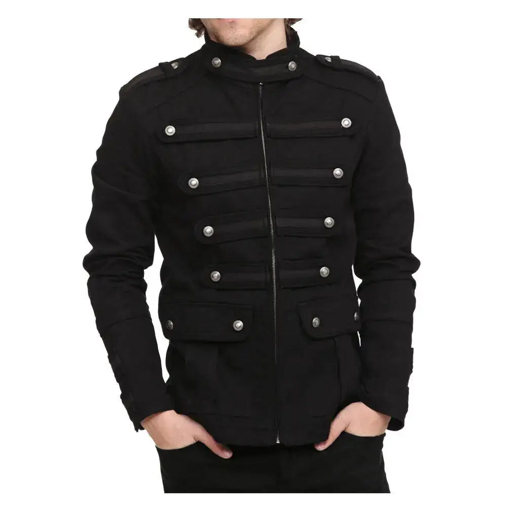 Mens Black Gothic Military Jacket