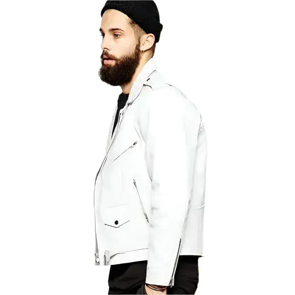 Mens Slim Fit Lambskin Leather Biker Jacket