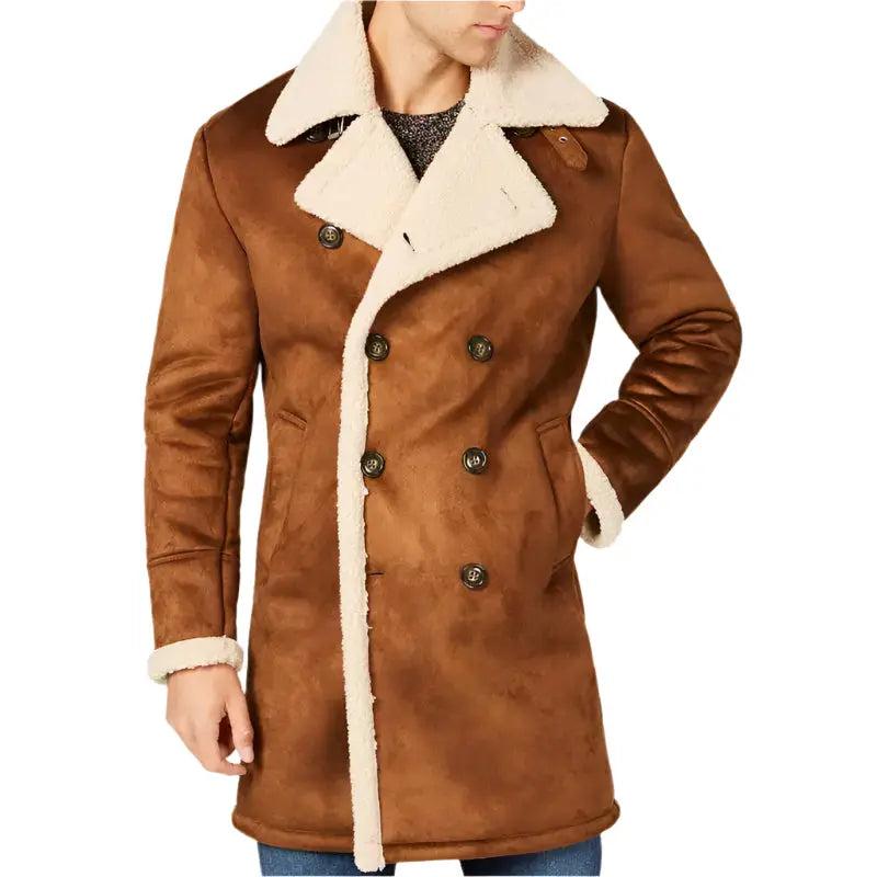 Mens Faux Shearling Overcoat