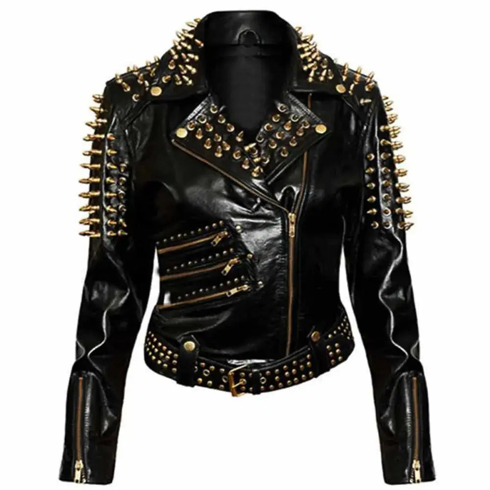 Womens Black Studded Leather Jacket