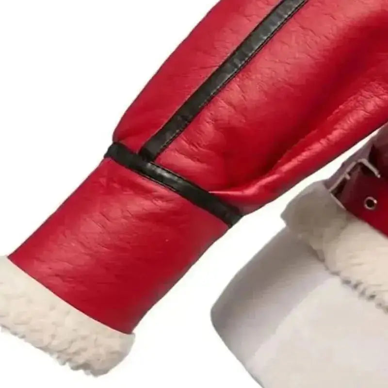 Women's Red Shearling Leather Jacket