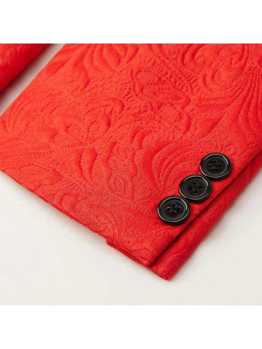 Dreiteiliger Herrenanzug mit floral gemustertem Blazer, Weste und Hose