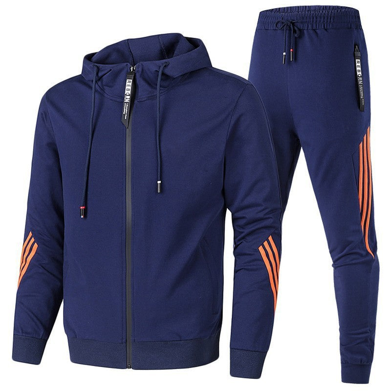 Sportswear Men's Set Casual Two-Piece Suit Spring Autumn Zipper Three-Stripe Hoodie Casual Long Pants