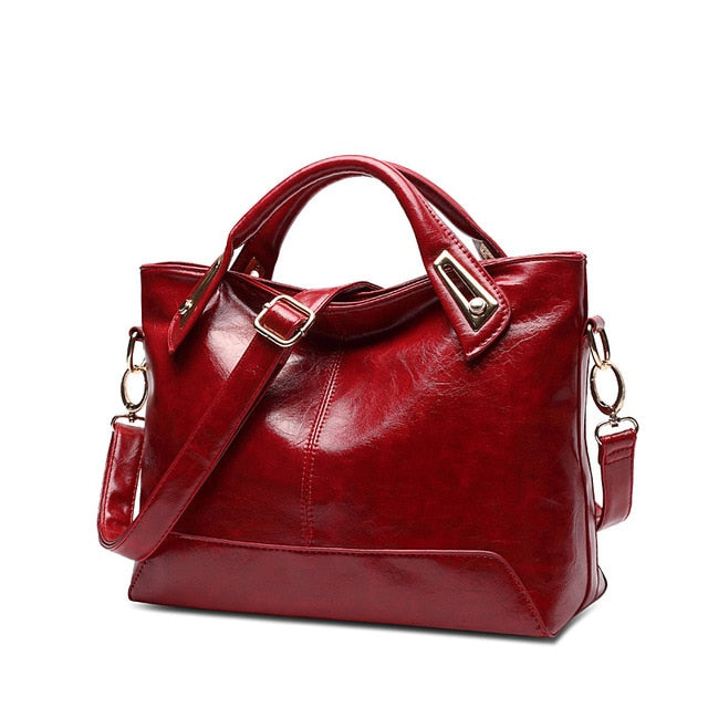 Women Oil Wax Leather Designer Handbags High Quality Shoulder Bags Ladies Handbags Fashion brand PU leather women bags