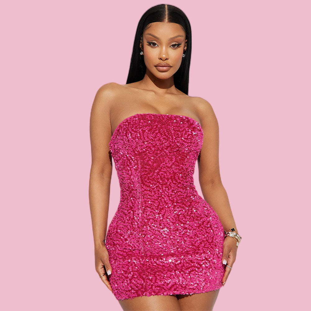 Women's Fashion Sexy Tube Top Hip Skirt