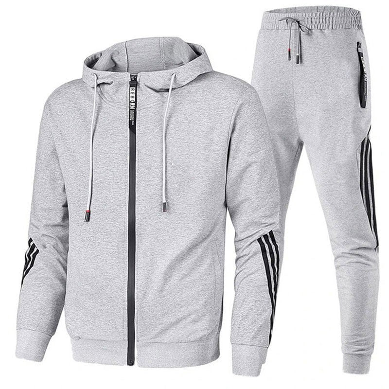 Sportswear Men's Set Casual Two-Piece Suit Spring Autumn Zipper Three-Stripe Hoodie Casual Long Pants