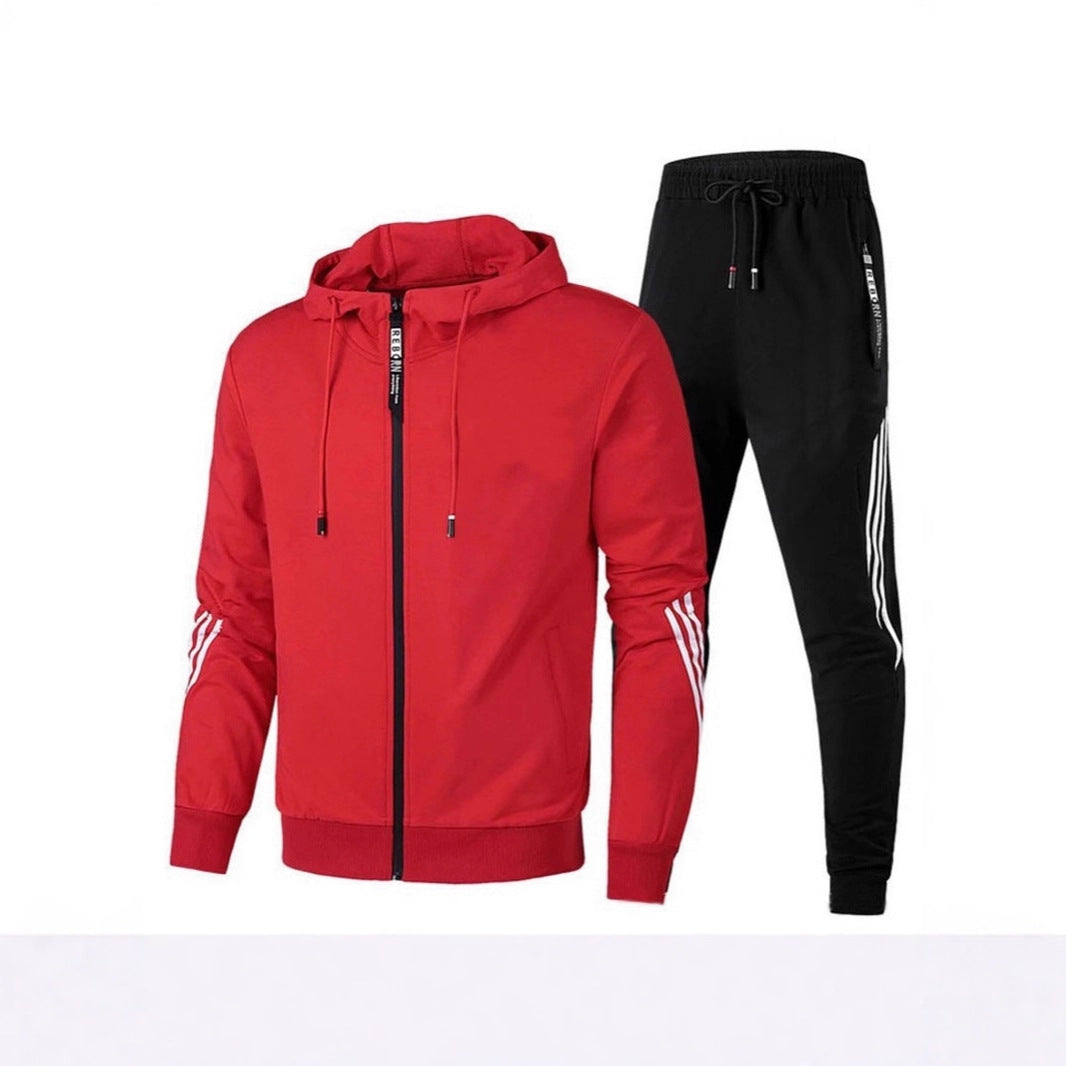 Sportswear Men's Set Casual Two-Piece Suit Spring Autumn Zipper Three-Stripe Hoodie Casual Long Pants