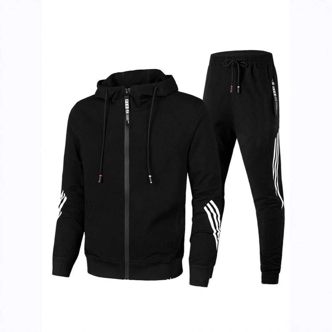 Sportswear Men's Set Casual Two-Piece Suit Spring Autumn Zipper Three-Stripe Hoodie Casual Long Pants