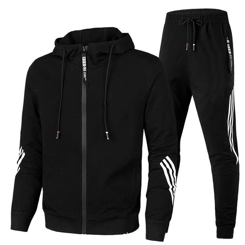 Sportswear Men's Set Casual Two-Piece Suit Spring Autumn Zipper Three-Stripe Hoodie Casual Long Pants