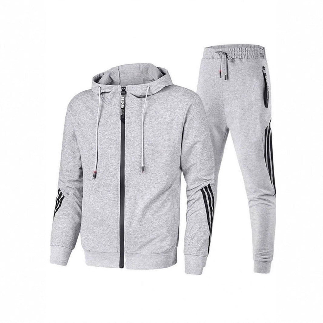 Sportswear Men's Set Casual Two-Piece Suit Spring Autumn Zipper Three-Stripe Hoodie Casual Long Pants