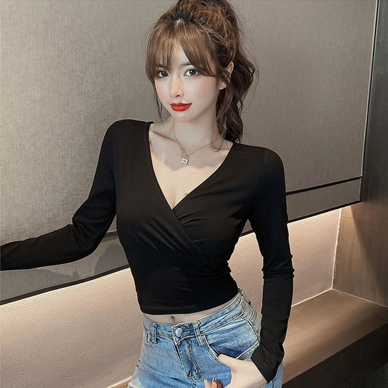 Sexy Long Sleeve Short Top- Women's Slim Fit