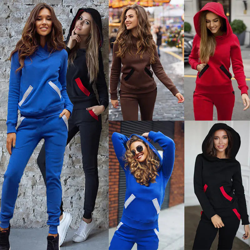 Hooded Sweatshirt and Long Pants Women's Leisure Set