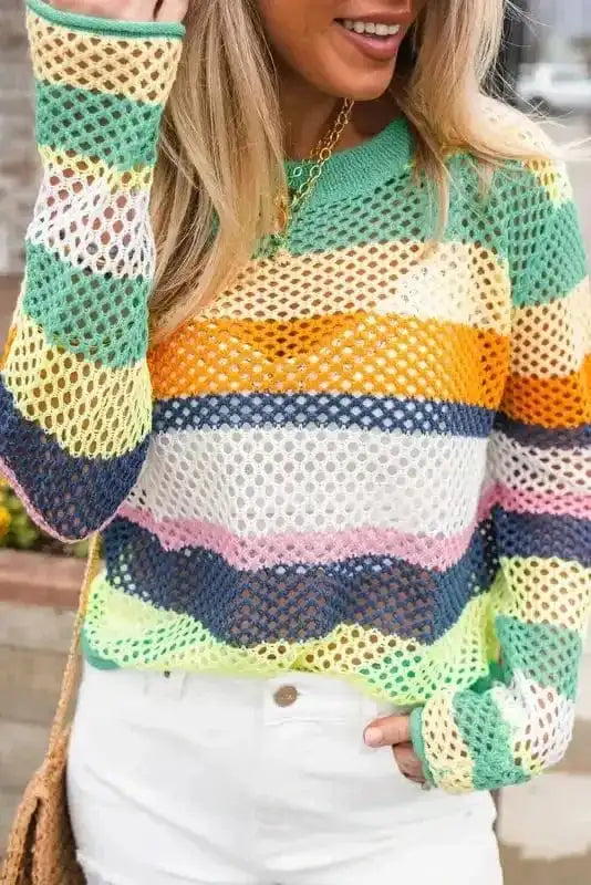 Eco Chic Crochet Eyelet Sweater-0