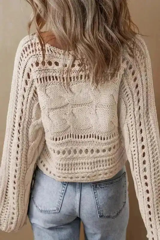Lattice Charm Crop Sweater-1