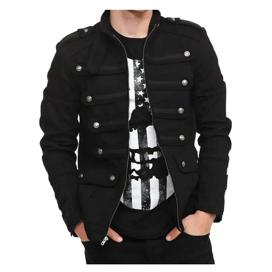 Mens Black Gothic Military Jacket