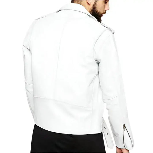Mens Slim Fit Lambskin Leather Biker Jacket