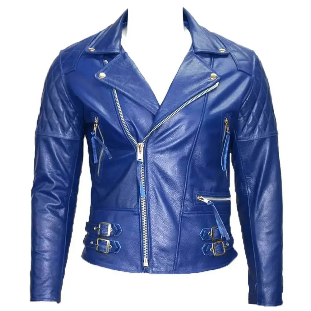 Royal Blue Cafe Racer Jacket