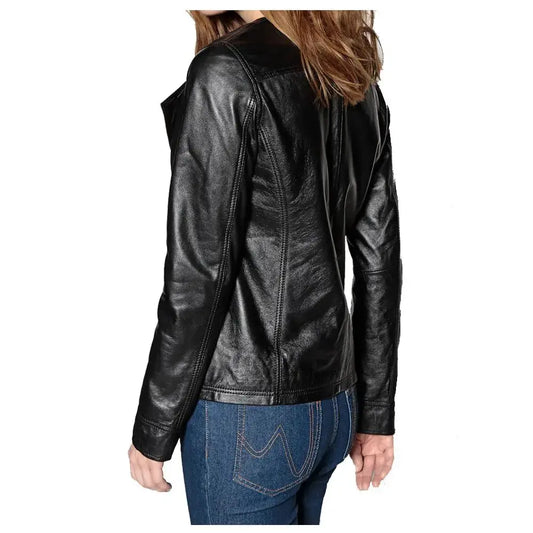 Women's Soft Genuine Leather Motorcycle Jacket